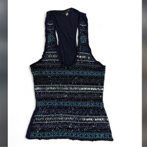 Patrizia Pepe Navy Blue Sequin embellished top ✨